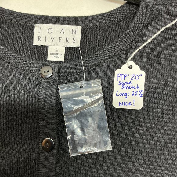 SMALL CARDIGAN BUTTON UP BLACK NEW JOAN RIVERS A366313 - Picture 3 of 11